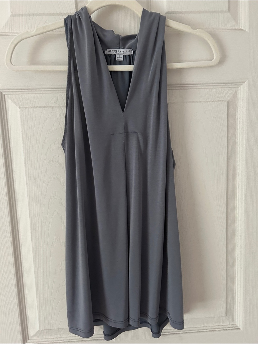 Green Envelope Soft V-Neck Sleeveless Dress - Slate Gray